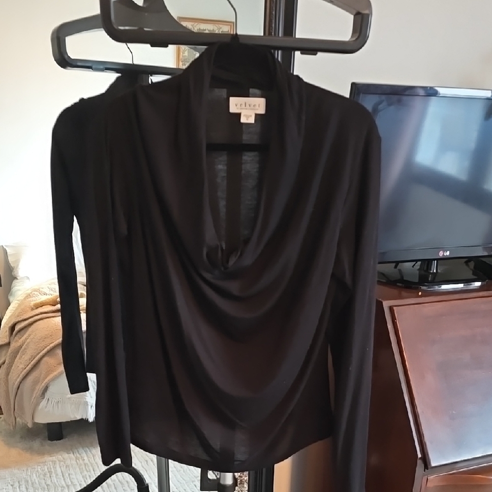 Velvet Cowl Neck Black Top by Velvet